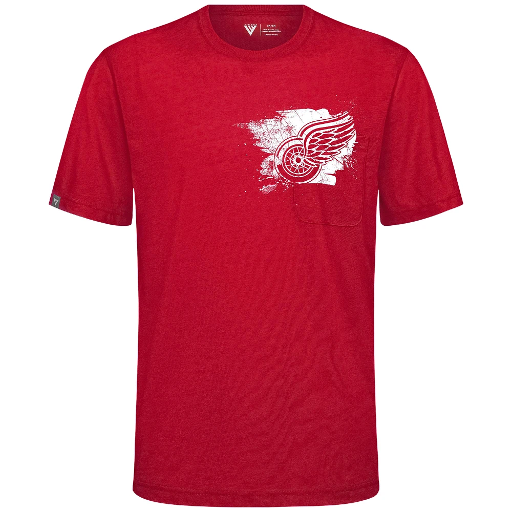 Men's Levelwear Red Detroit Wings Focal Blasted T-Shirt