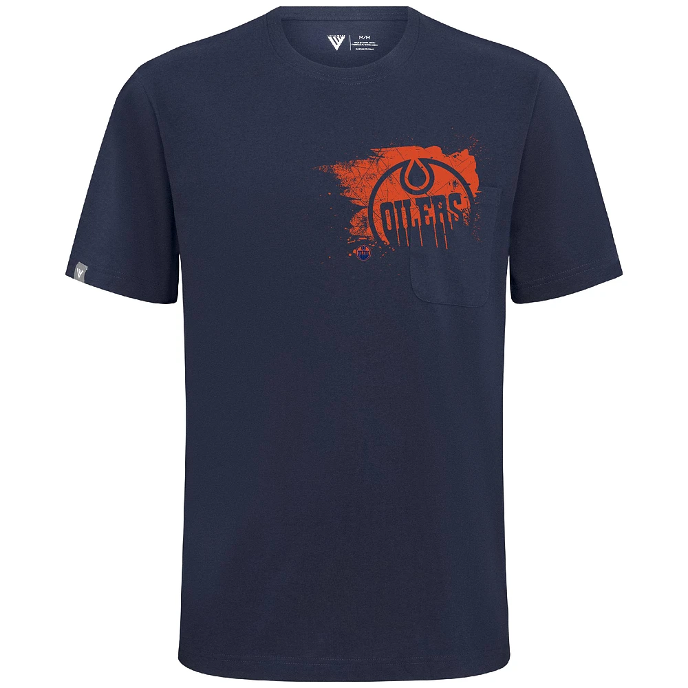 Men's Levelwear Navy Edmonton Oilers Focal Blasted T-Shirt