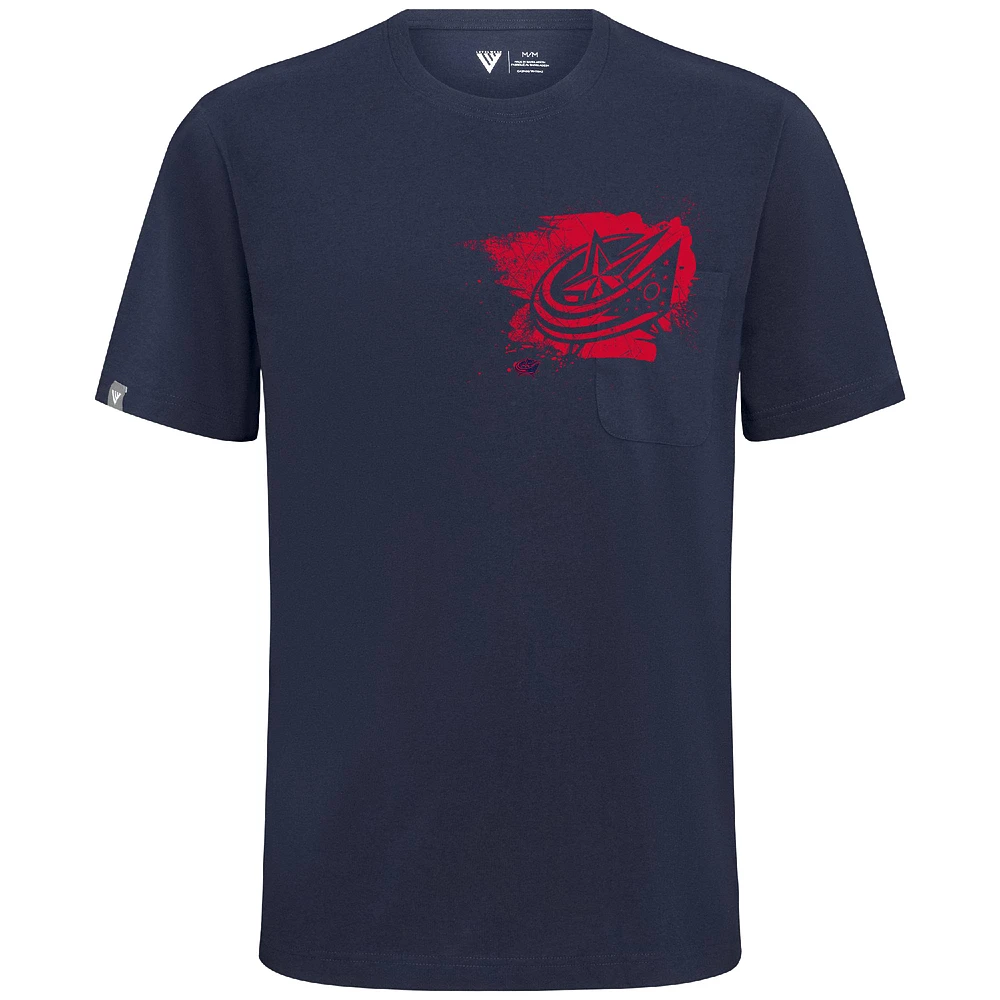 Men's Levelwear Navy Columbus Blue Jackets Focal Blasted T-Shirt