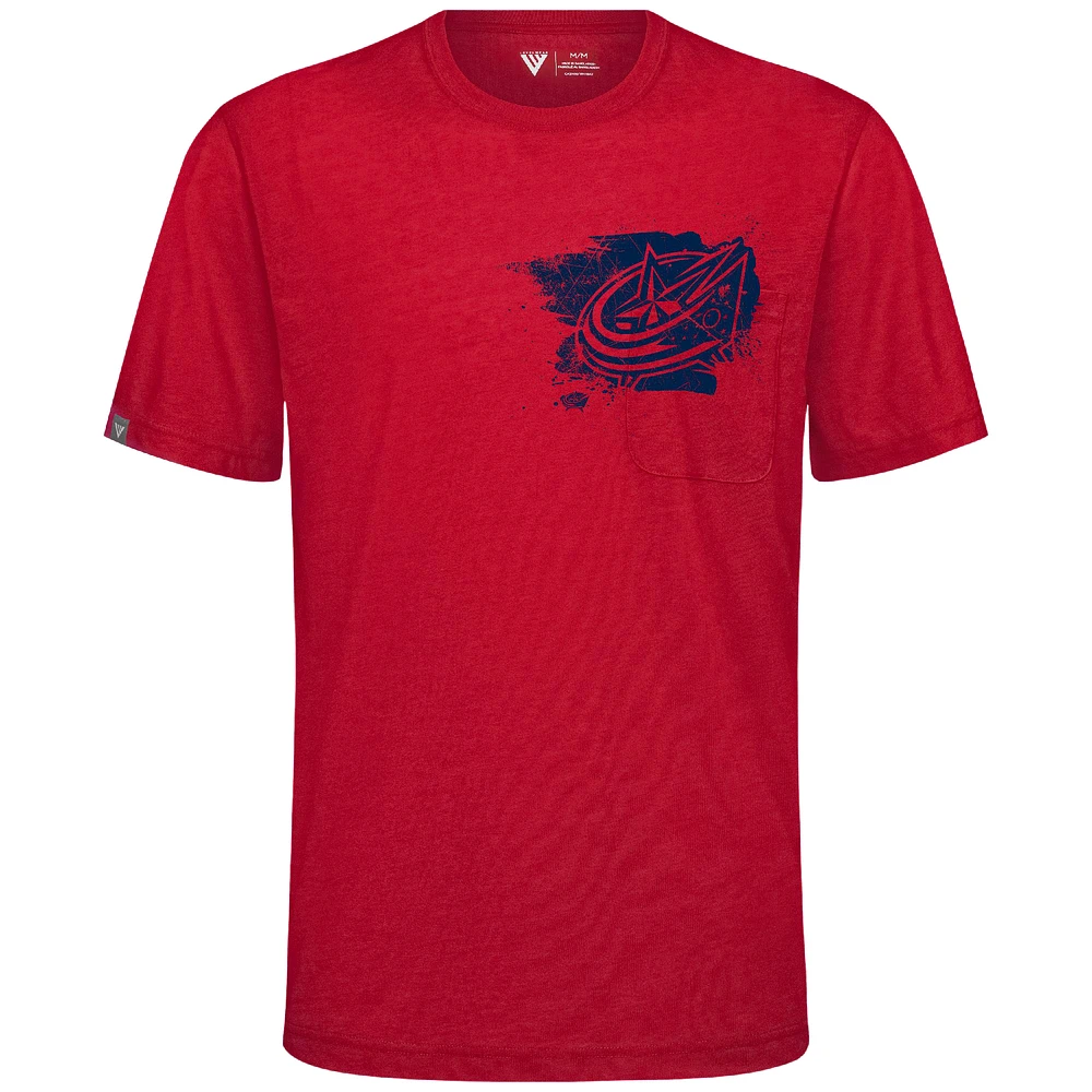 Men's Levelwear Red Columbus Blue Jackets Focal Blasted T-Shirt