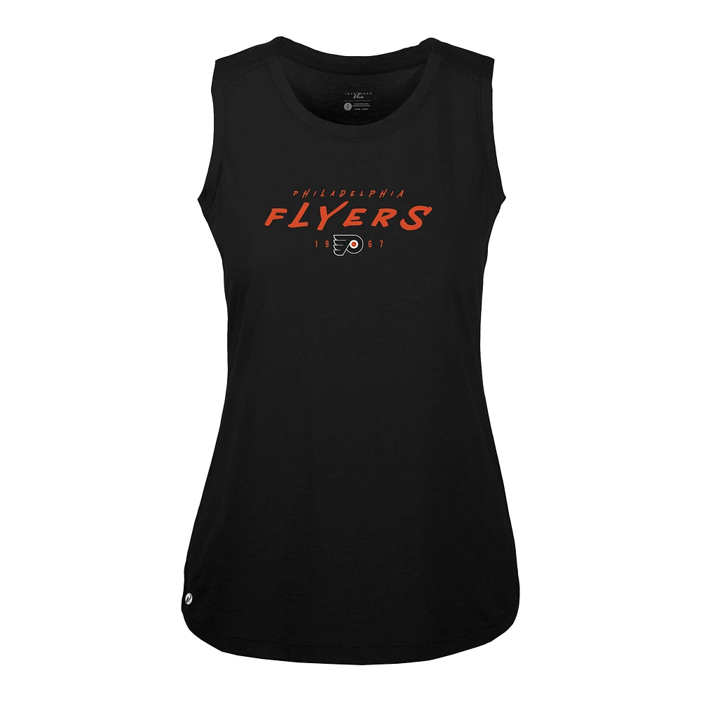 Women's Levelwear Black Philadelphia Flyers Macy Scratched Tank Top