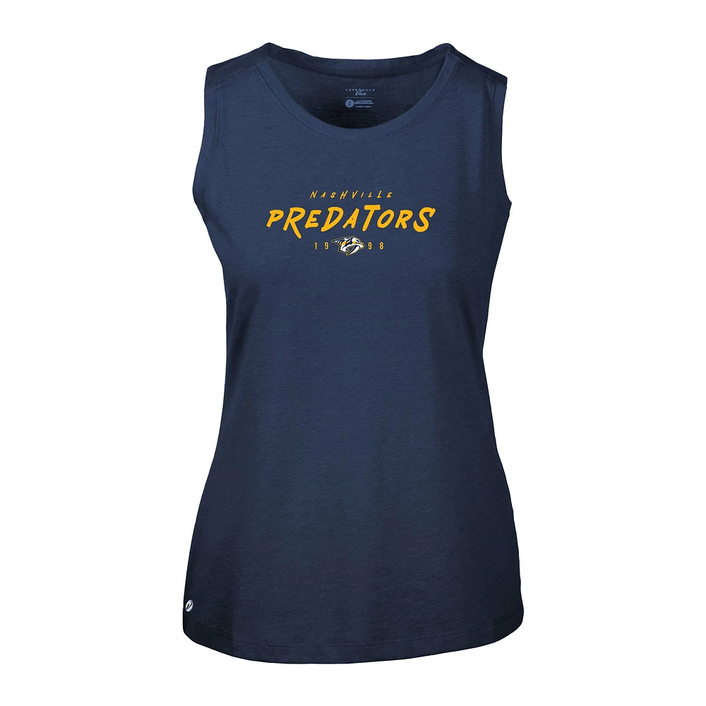 Women's Levelwear Navy Nashville Predators Macy Scratched Tank Top