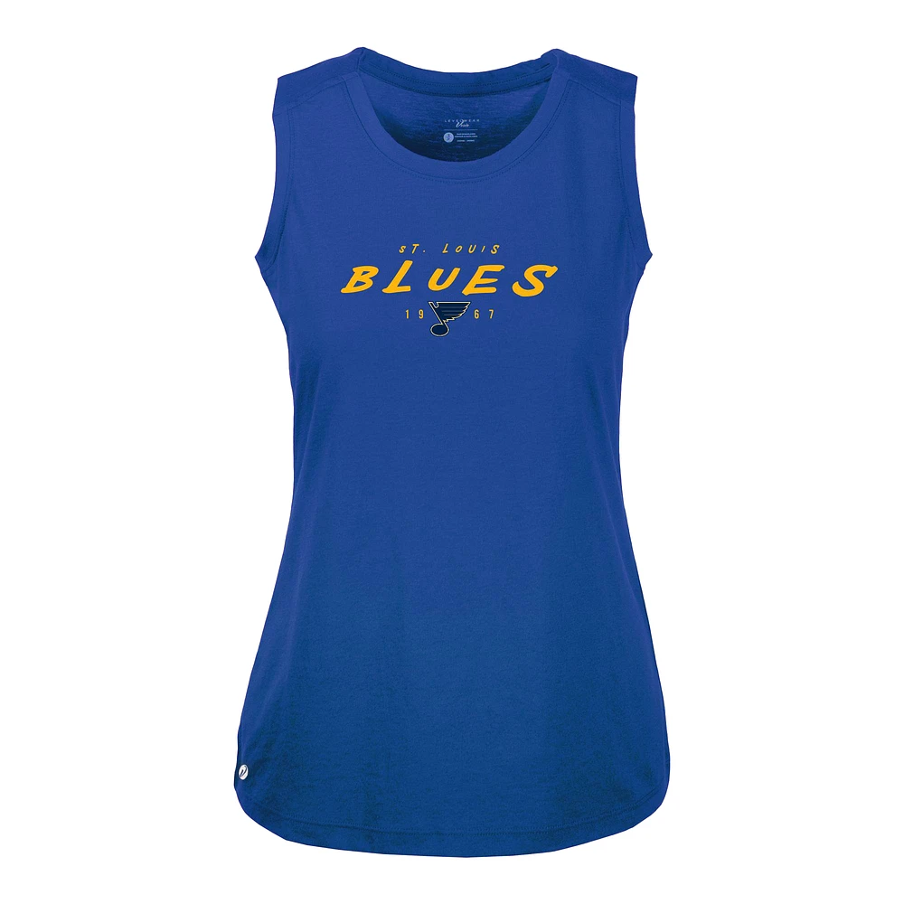 Women's Levelwear Royal St. Louis Blues Macy Scratched Tank Top