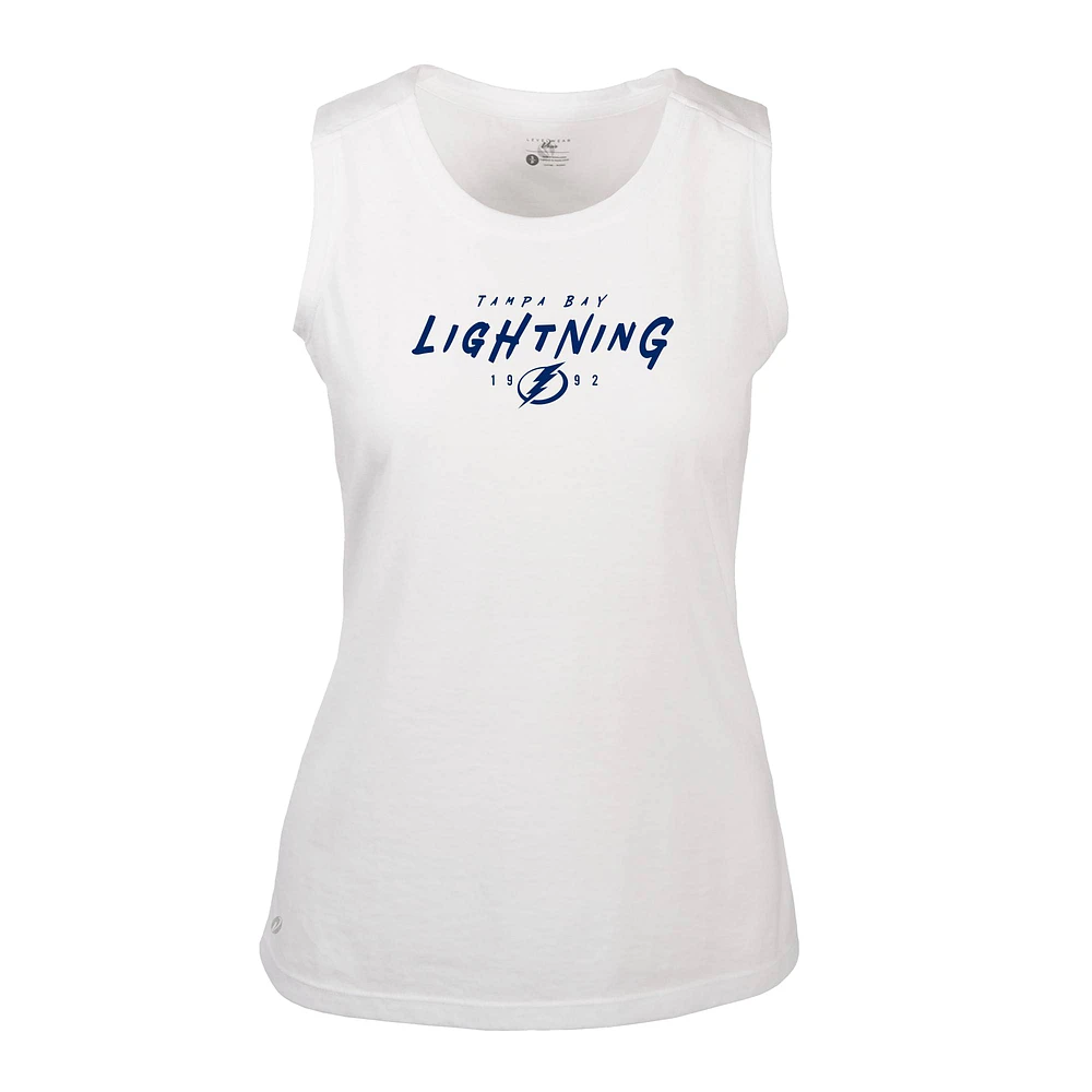 Women's Levelwear White Tampa Bay Lightning Macy Scratched Tank Top