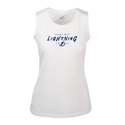 Women's Levelwear White Tampa Bay Lightning Macy Scratched Tank Top