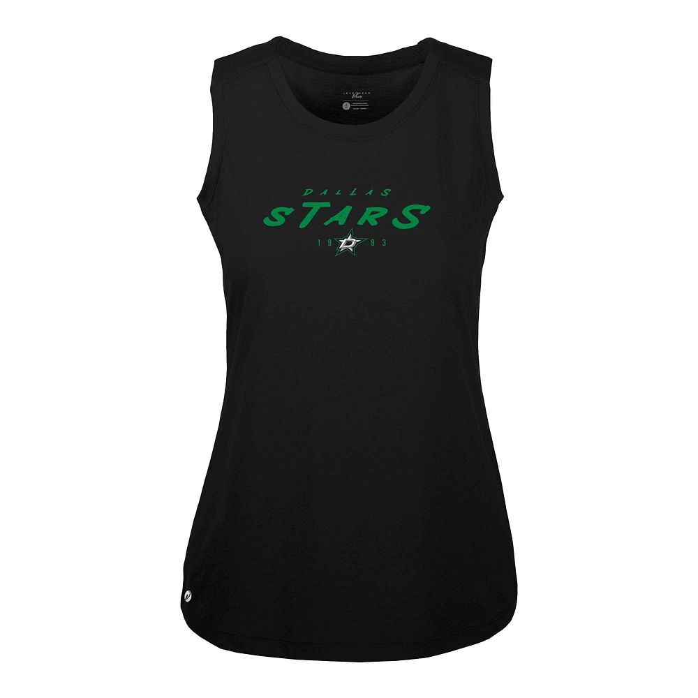 Women's Levelwear Black Dallas Stars Macy Scratched Tank Top