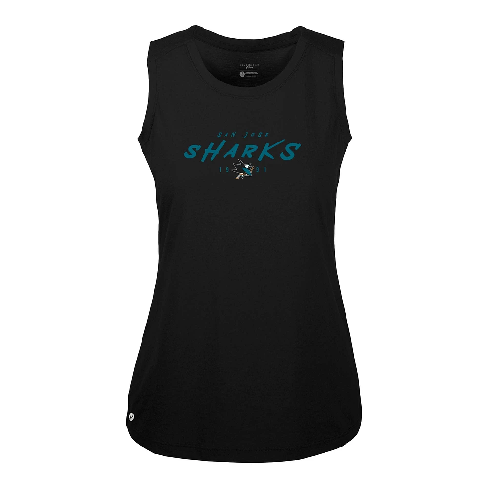 Women's Levelwear Black San Jose Sharks Macy Scratched Tank Top