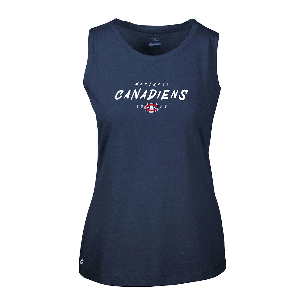 Women's Levelwear Navy Montreal Canadiens Macy Scratched Tank Top