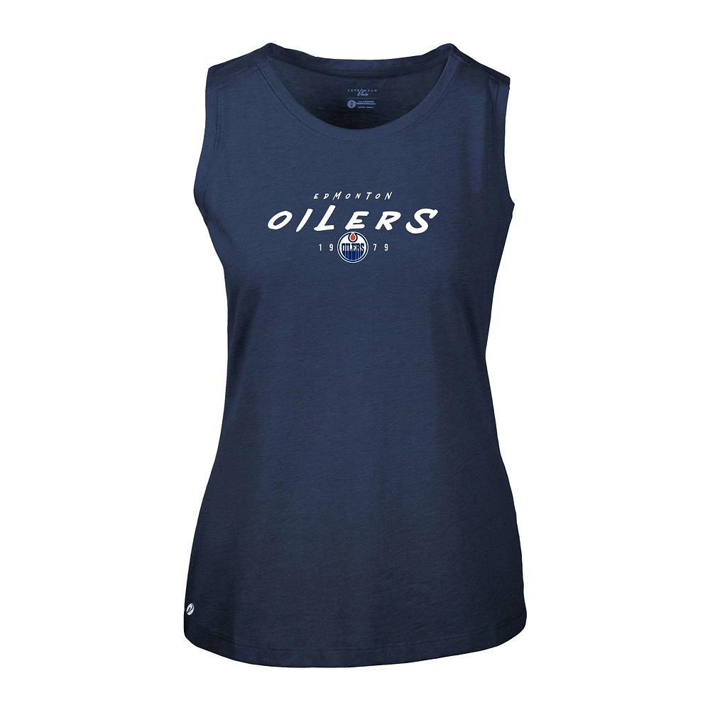 Women's Levelwear Navy Edmonton Oilers Macy Scratched Tank Top