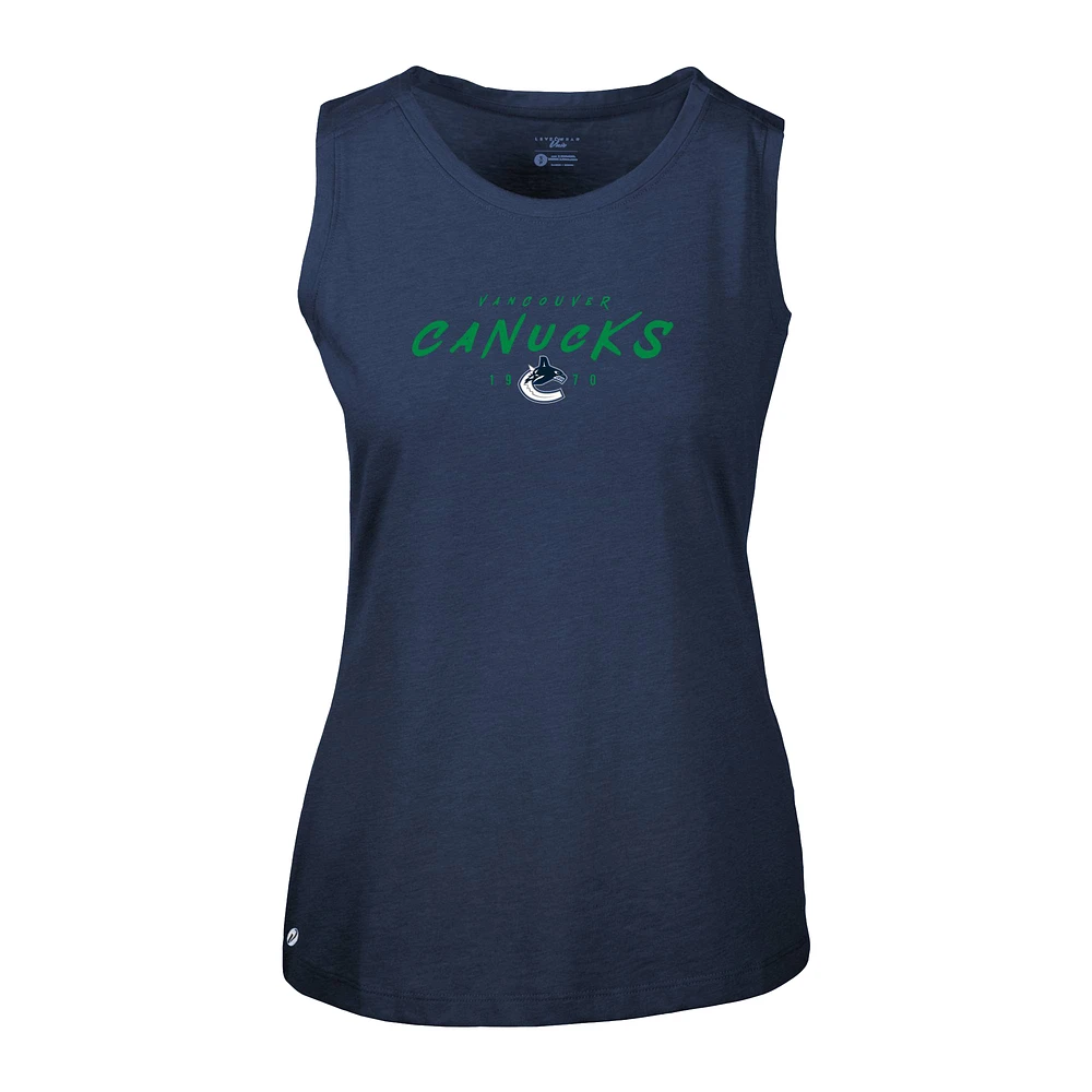 Women's Levelwear Navy Vancouver Canucks Macy Scratched Tank Top
