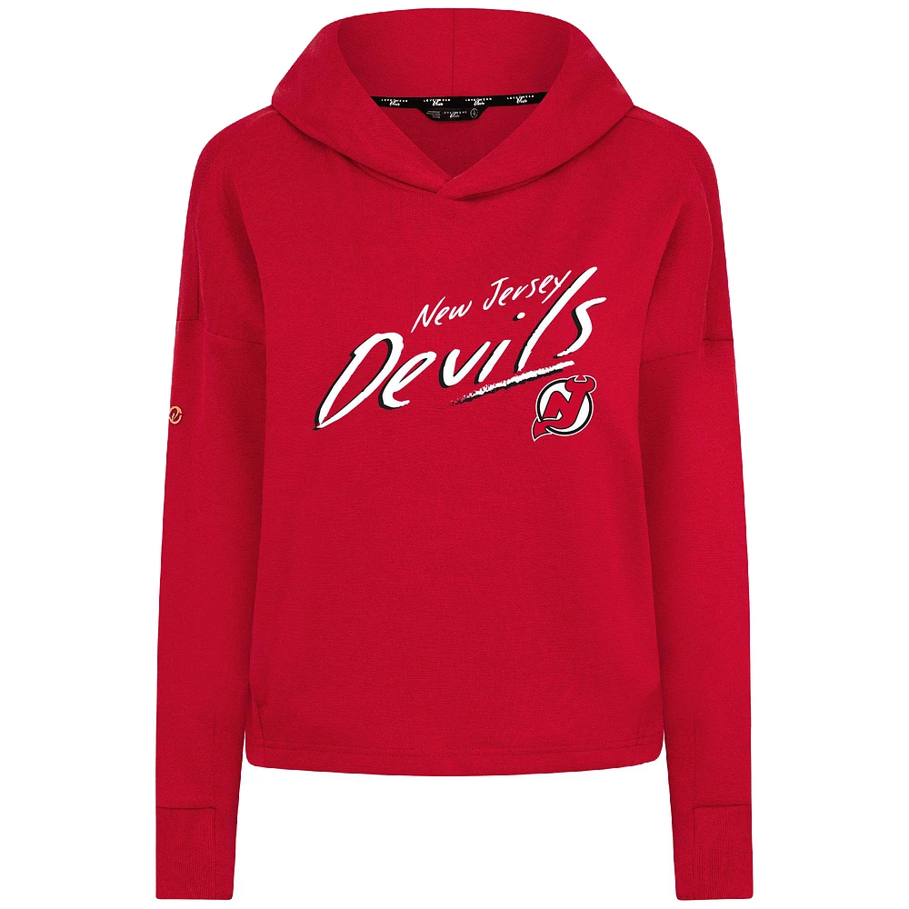 Women's Levelwear New Jersey Devils Sweet Sizzle Tri-Blend Cropped Pullover Hoodie