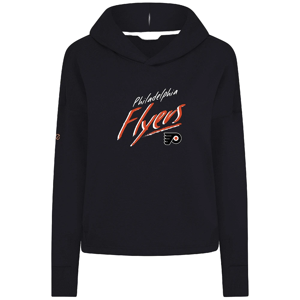 Women's Levelwear Black Philadelphia Flyers Sweet Sizzle Tri-Blend Cropped Pullover Hoodie