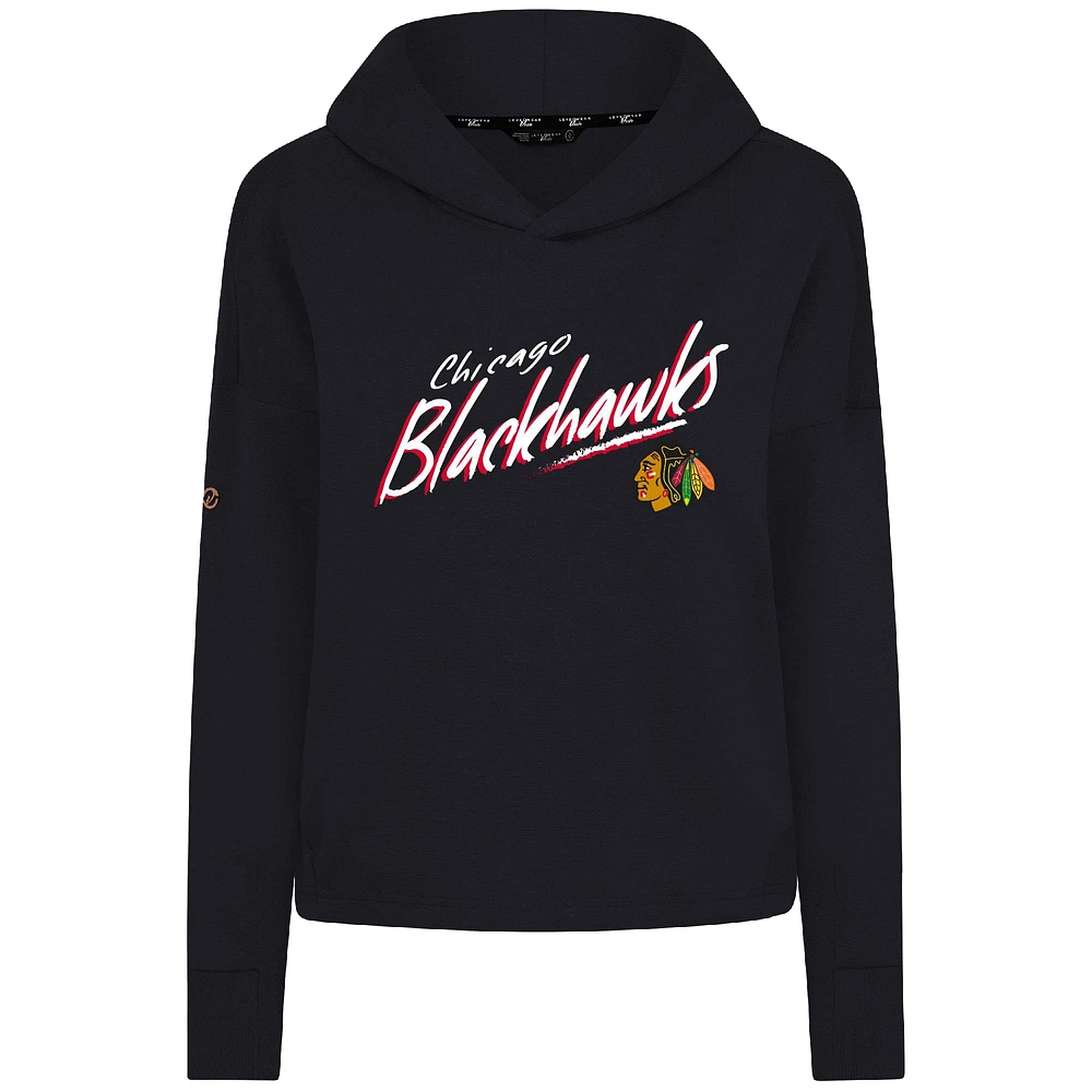 Women's Levelwear Chicago Blackhawks Sweet Sizzle Tri-Blend Cropped Pullover Hoodie