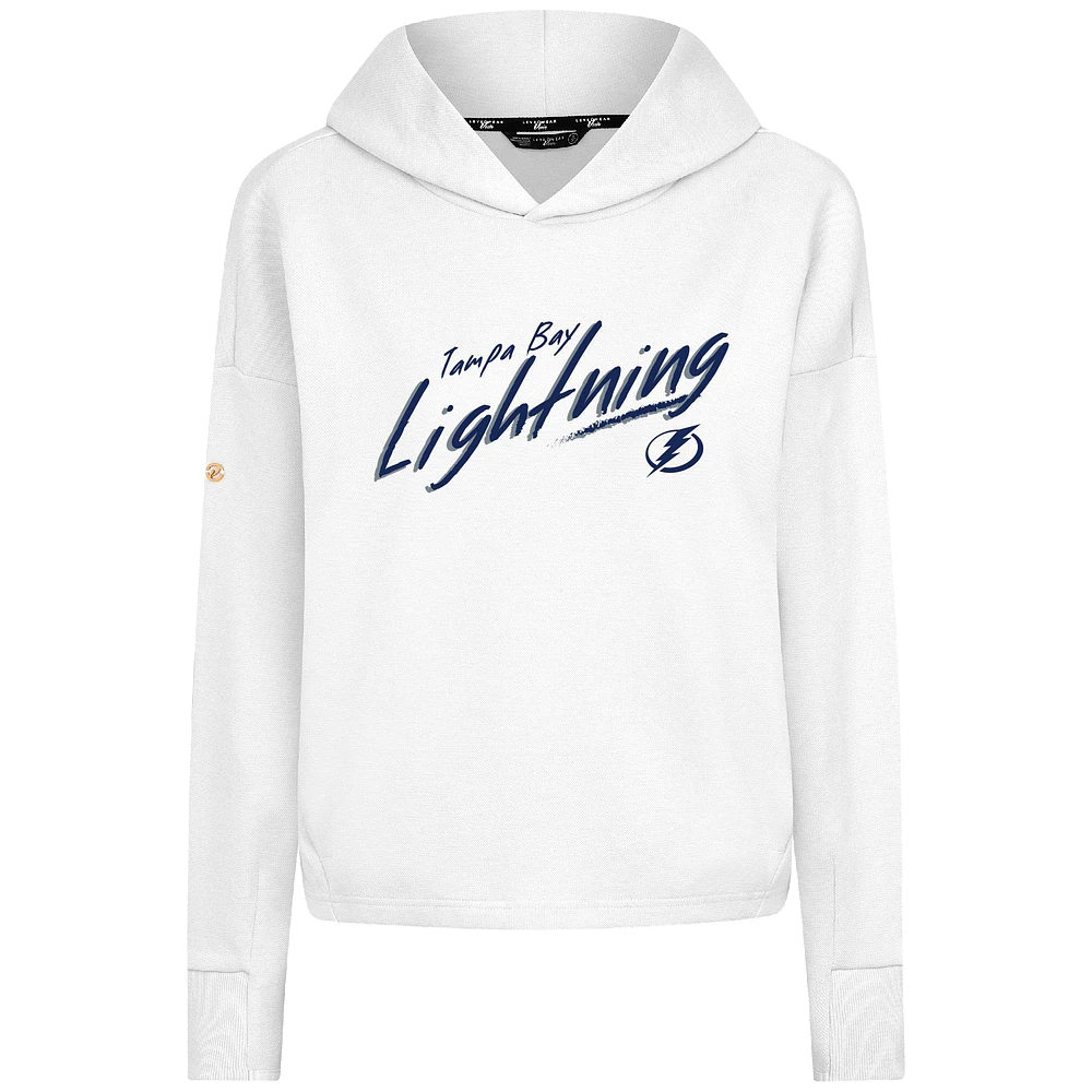 Women's Levelwear White Tampa Bay Lightning Sweet Sizzle Tri-Blend Cropped Pullover Hoodie