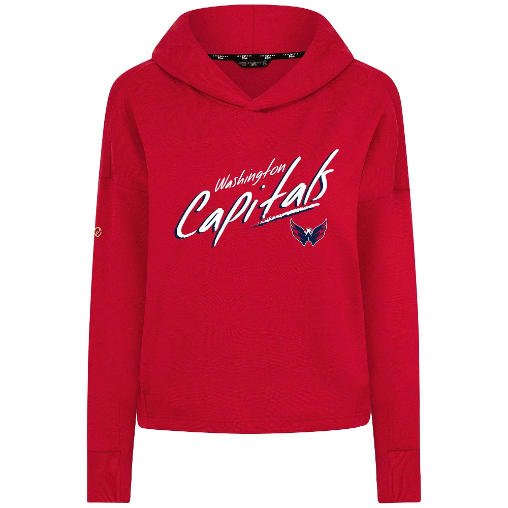 Women's Levelwear Red Washington Capitals Sweet Sizzle Tri-Blend Cropped Pullover Hoodie