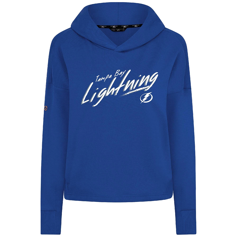Women's Levelwear Royal Tampa Bay Lightning Sweet Sizzle Tri-Blend Cropped Pullover Hoodie