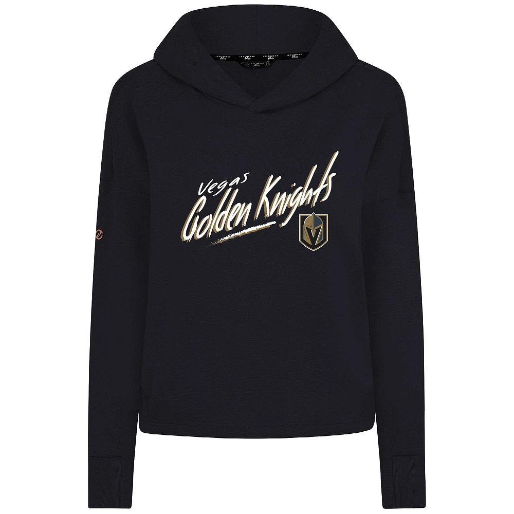 Women's Levelwear Black Vegas Golden Knights Sweet Sizzle Tri-Blend Cropped Pullover Hoodie