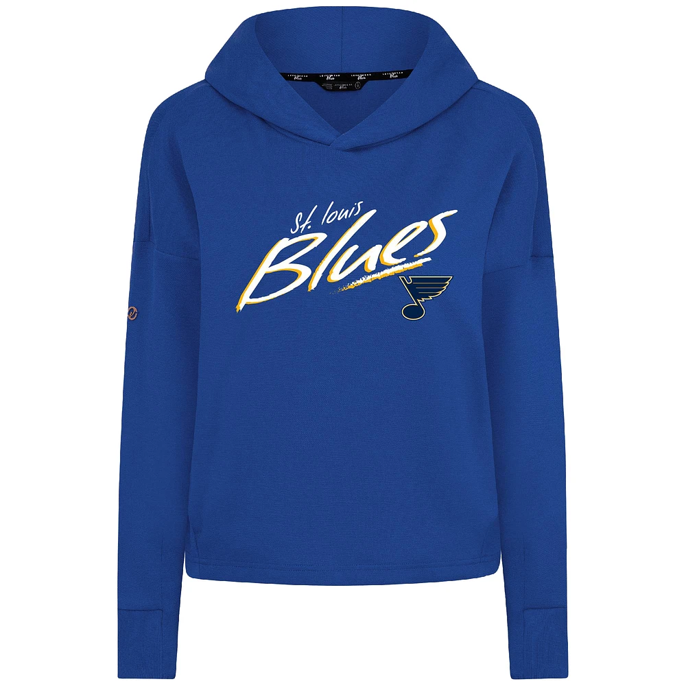 Women's Levelwear Royal St. Louis Blues Sweet Sizzle Tri-Blend Cropped Pullover Hoodie
