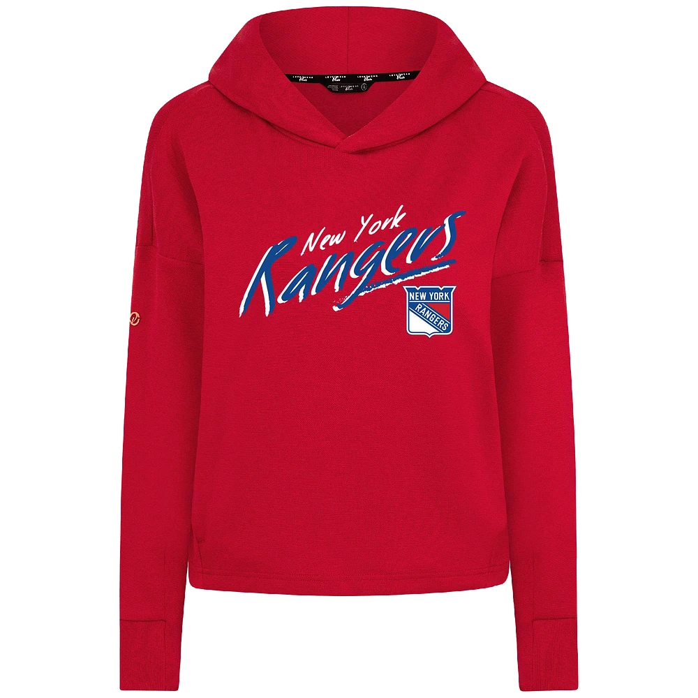 Women's Levelwear Red New York Rangers Sweet Sizzle Tri-Blend Cropped Pullover Hoodie