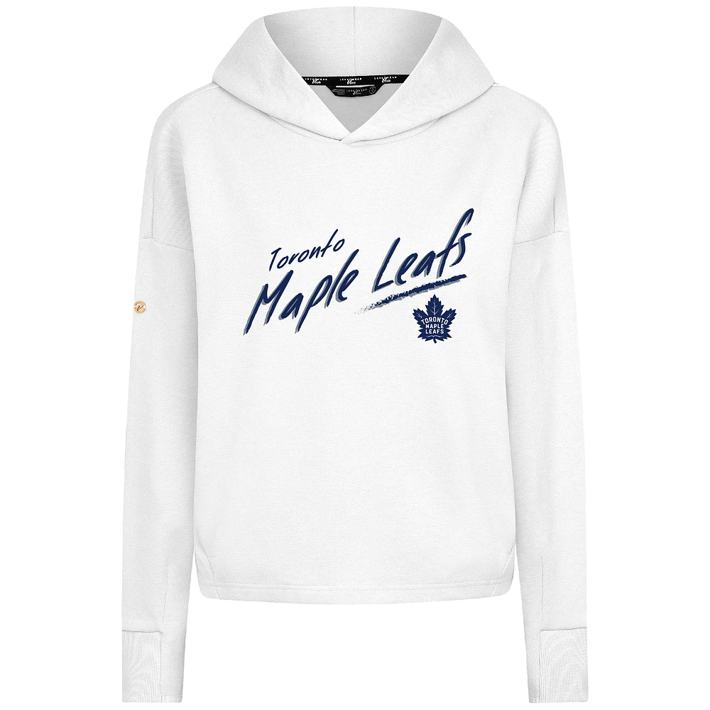 Women's Levelwear White Toronto Maple Leafs Sweet Sizzle Tri-Blend Cropped Pullover Hoodie