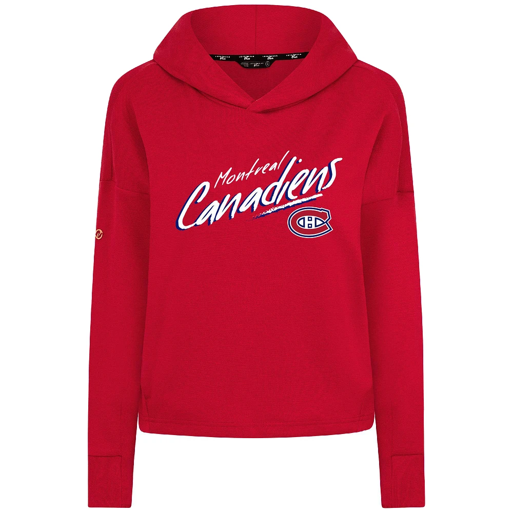 Women's Levelwear Red Montreal Canadiens Sweet Sizzle Tri-Blend Cropped Pullover Hoodie