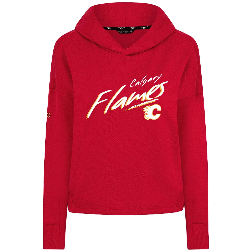 Women's Levelwear Calgary Flames Sweet Sizzle Tri-Blend Cropped Pullover Hoodie