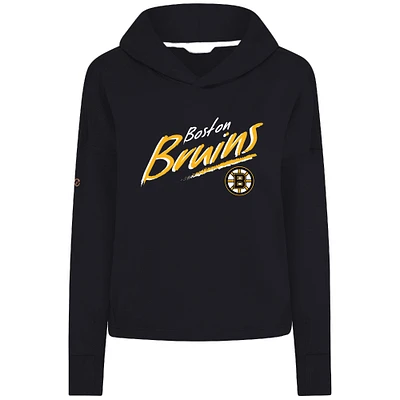 Women's Levelwear Black Boston Bruins Sweet Sizzle Tri-Blend Cropped Pullover Hoodie