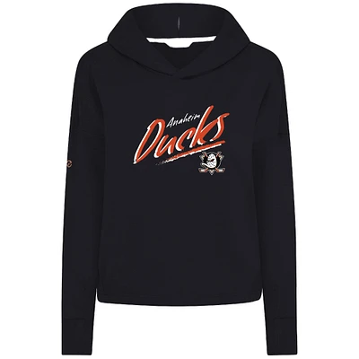 Women's Levelwear Black Anaheim Ducks Sweet Sizzle Tri-Blend Cropped Pullover Hoodie