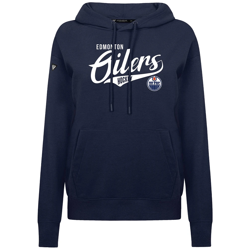 Women's Levelwear Navy Edmonton Oilers Adorn Glide Pullover Hoodie