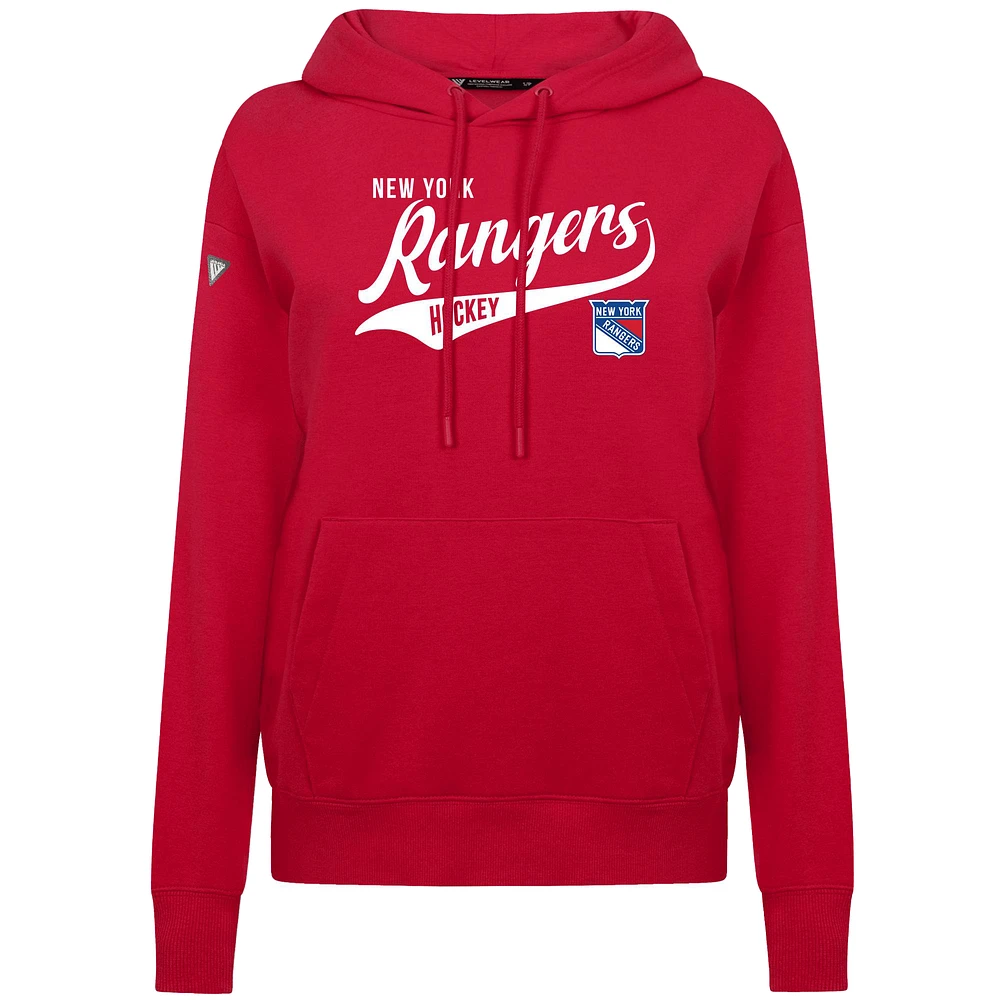 Women's Levelwear Red New York Rangers Adorn Glide Pullover Hoodie