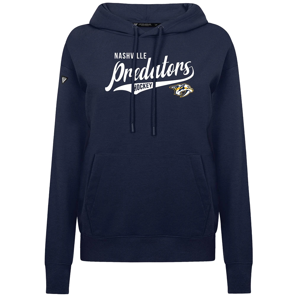 Women's Levelwear Navy Nashville Predators Adorn Glide Pullover Hoodie