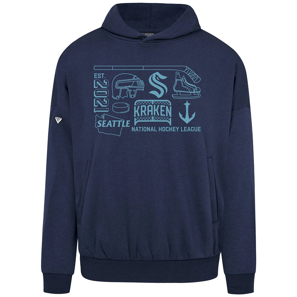Men's Levelwear Deep Sea Blue Seattle Kraken Contact Campaign Pullover Hoodie