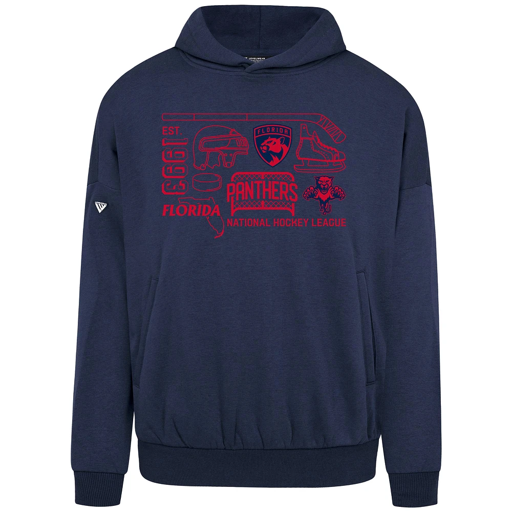 Men's Levelwear Navy Florida Panthers Contact Campaign Pullover Hoodie