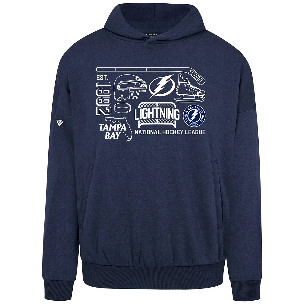 Men's Levelwear Navy Tampa Bay Lightning Contact Campaign Pullover Hoodie