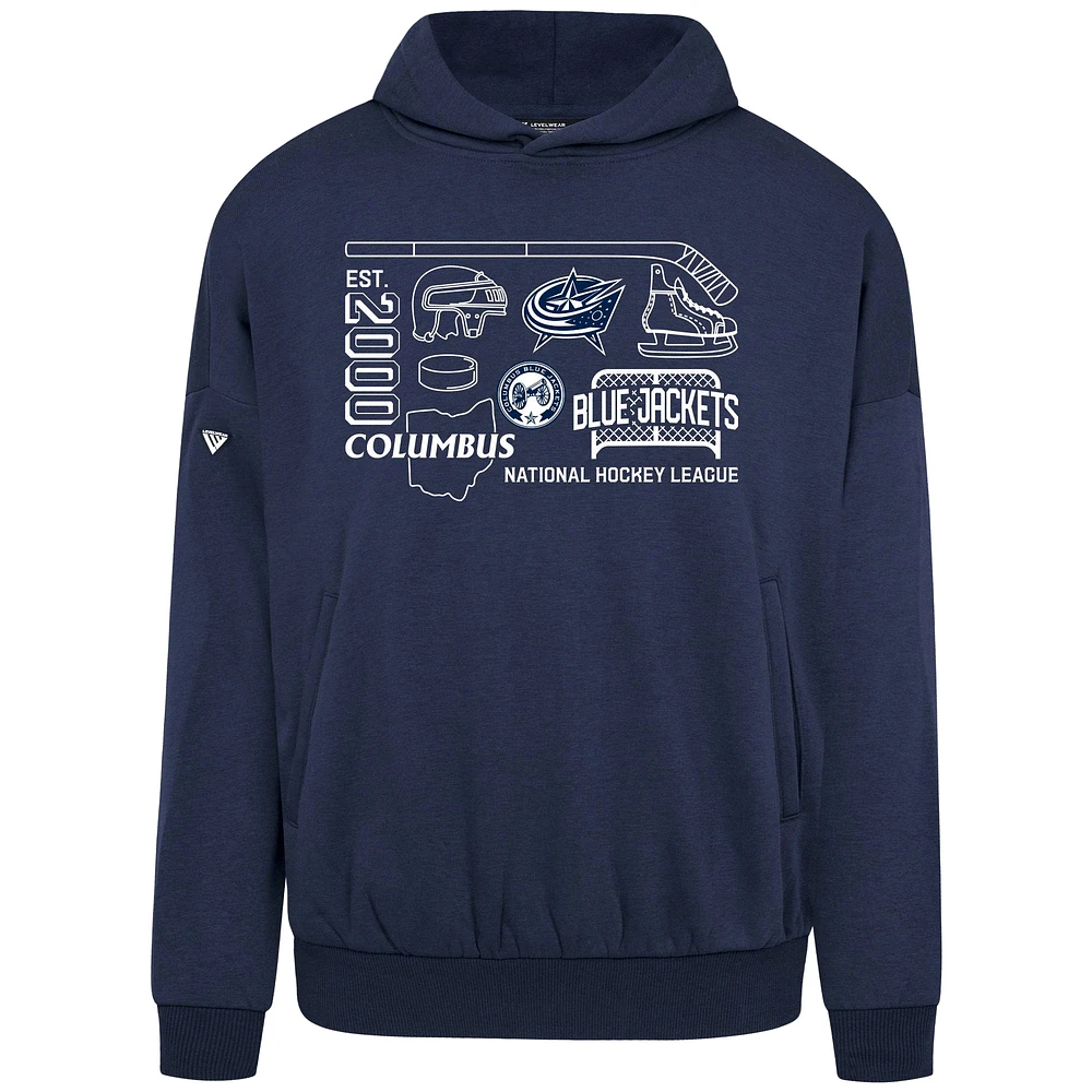 Men's Levelwear Navy Columbus Blue Jackets Contact Campaign Pullover Hoodie