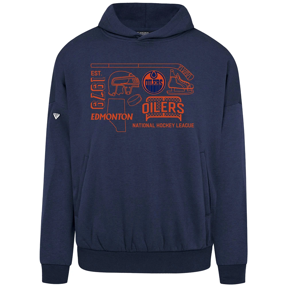 Men's Levelwear Navy Edmonton Oilers Contact Campaign Pullover Hoodie