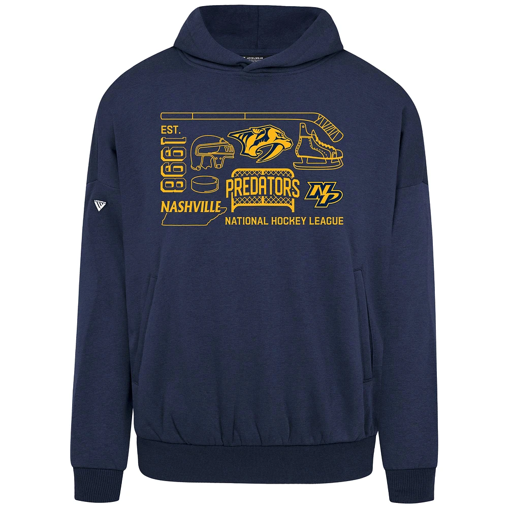 Men's Levelwear Navy Nashville Predators Contact Campaign Pullover Hoodie