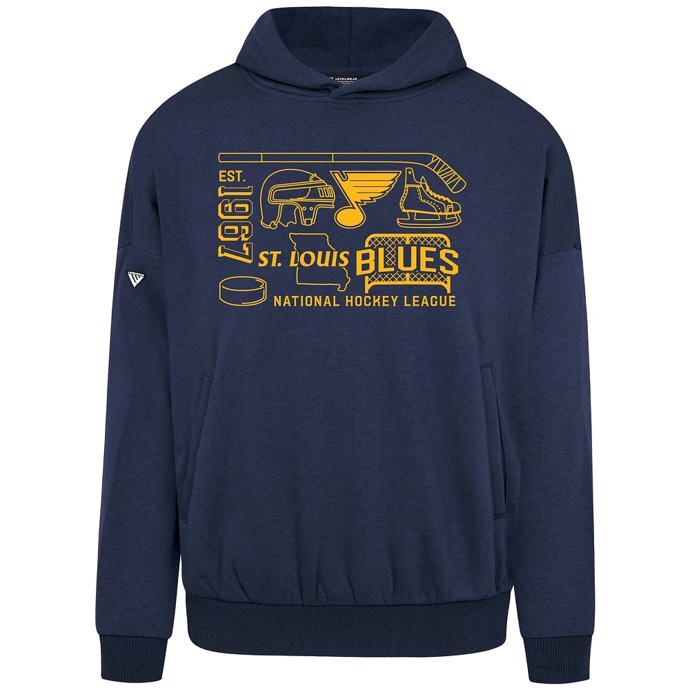 Men's Levelwear Navy St. Louis Blues Contact Campaign Pullover Hoodie