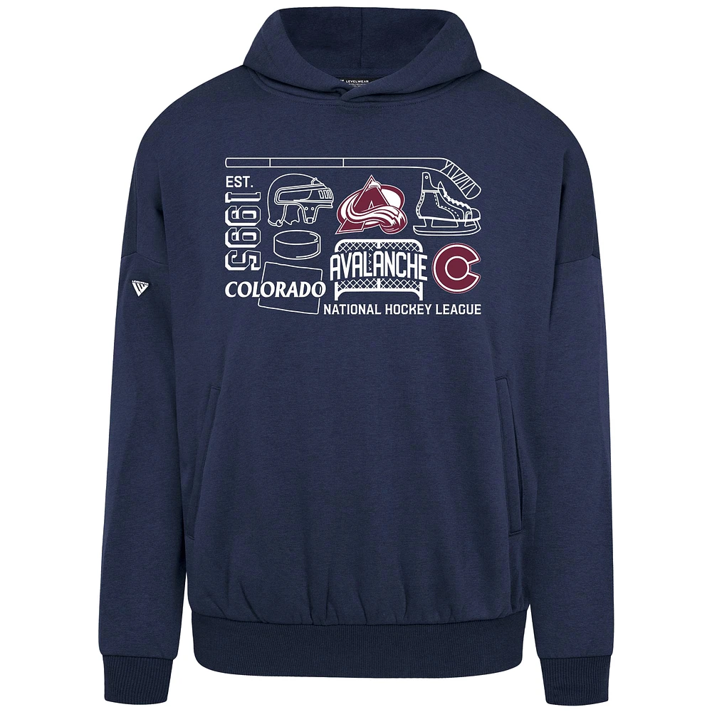 Men's Levelwear Navy Colorado Avalanche Contact Campaign Pullover Hoodie