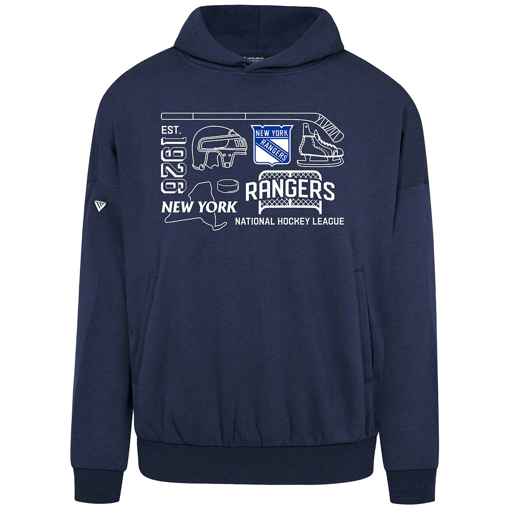 Men's Levelwear Navy New York Rangers Contact Campaign Pullover Hoodie