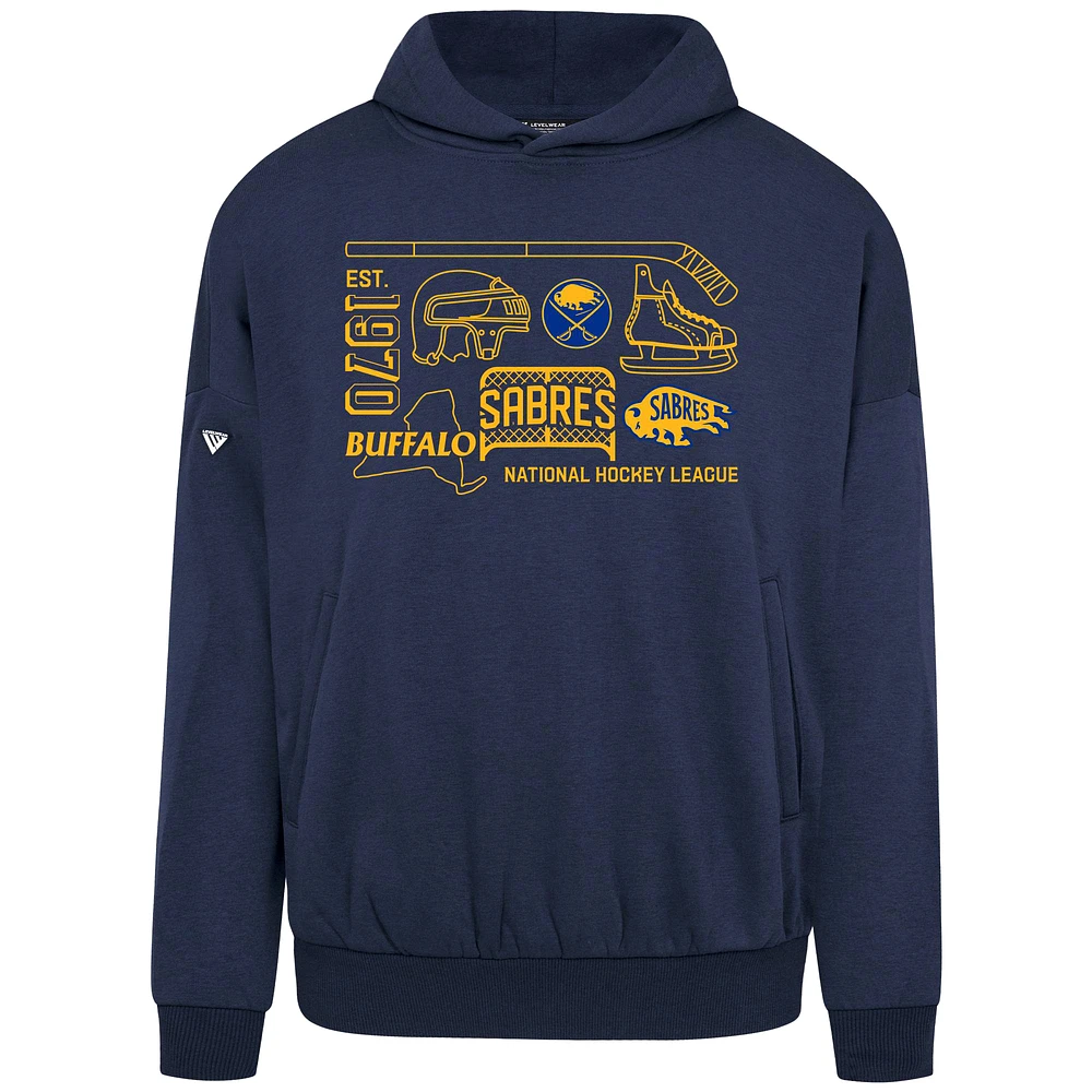 Men's Levelwear Navy Buffalo Sabres Contact Campaign Pullover Hoodie
