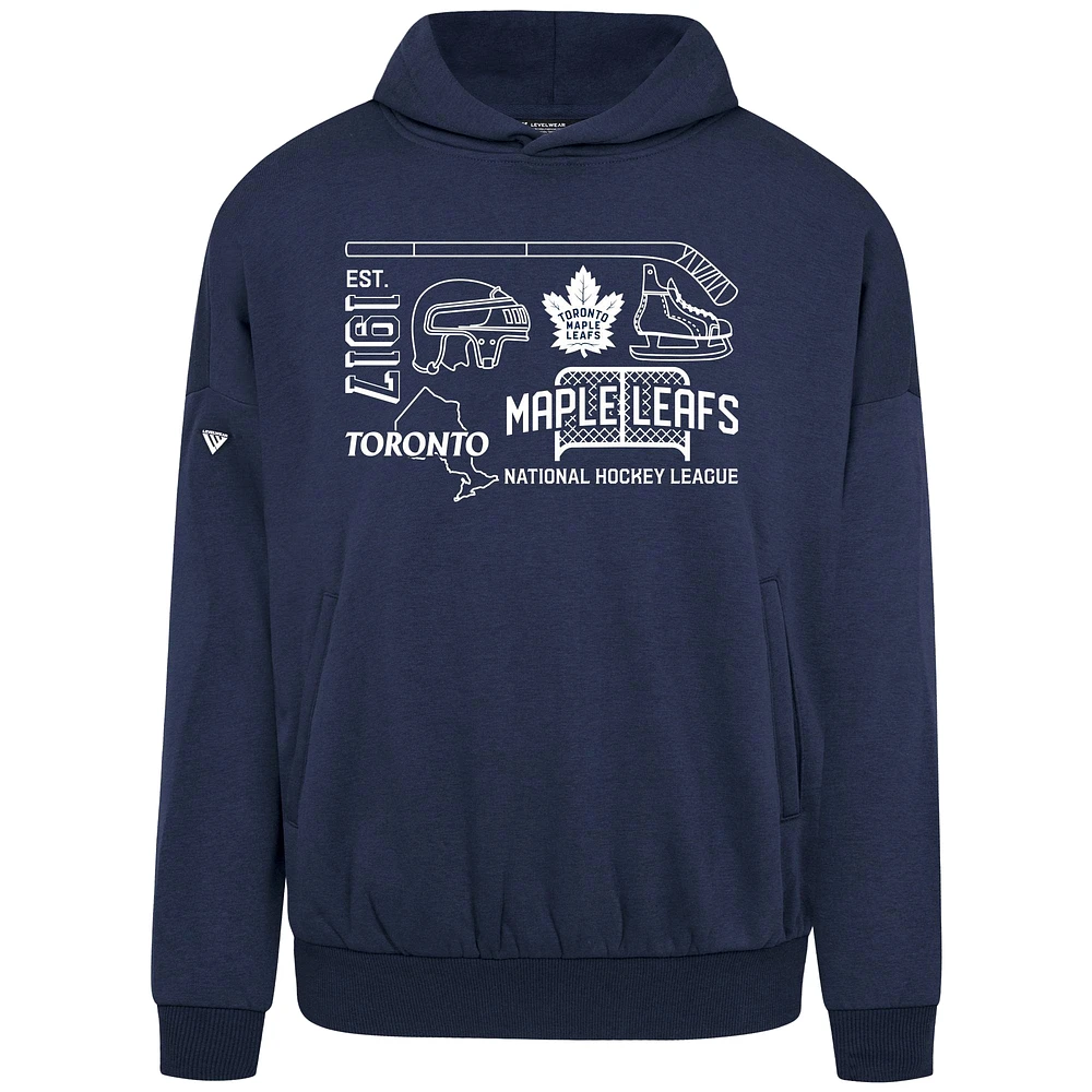 Men's Levelwear Navy Toronto Maple Leafs Contact Campaign Pullover Hoodie