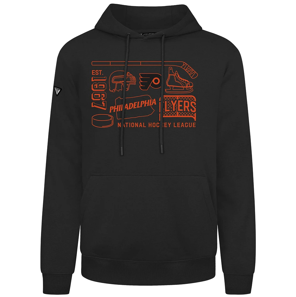 Men's Levelwear Black Philadelphia Flyers Podium Campaign Pullover Hoodie
