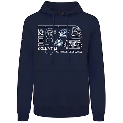 Men's Levelwear Navy Columbus Blue Jackets Podium Campaign Pullover Hoodie