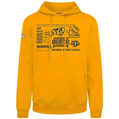 Men's Levelwear Gold Nashville Predators Podium Campaign Pullover Hoodie
