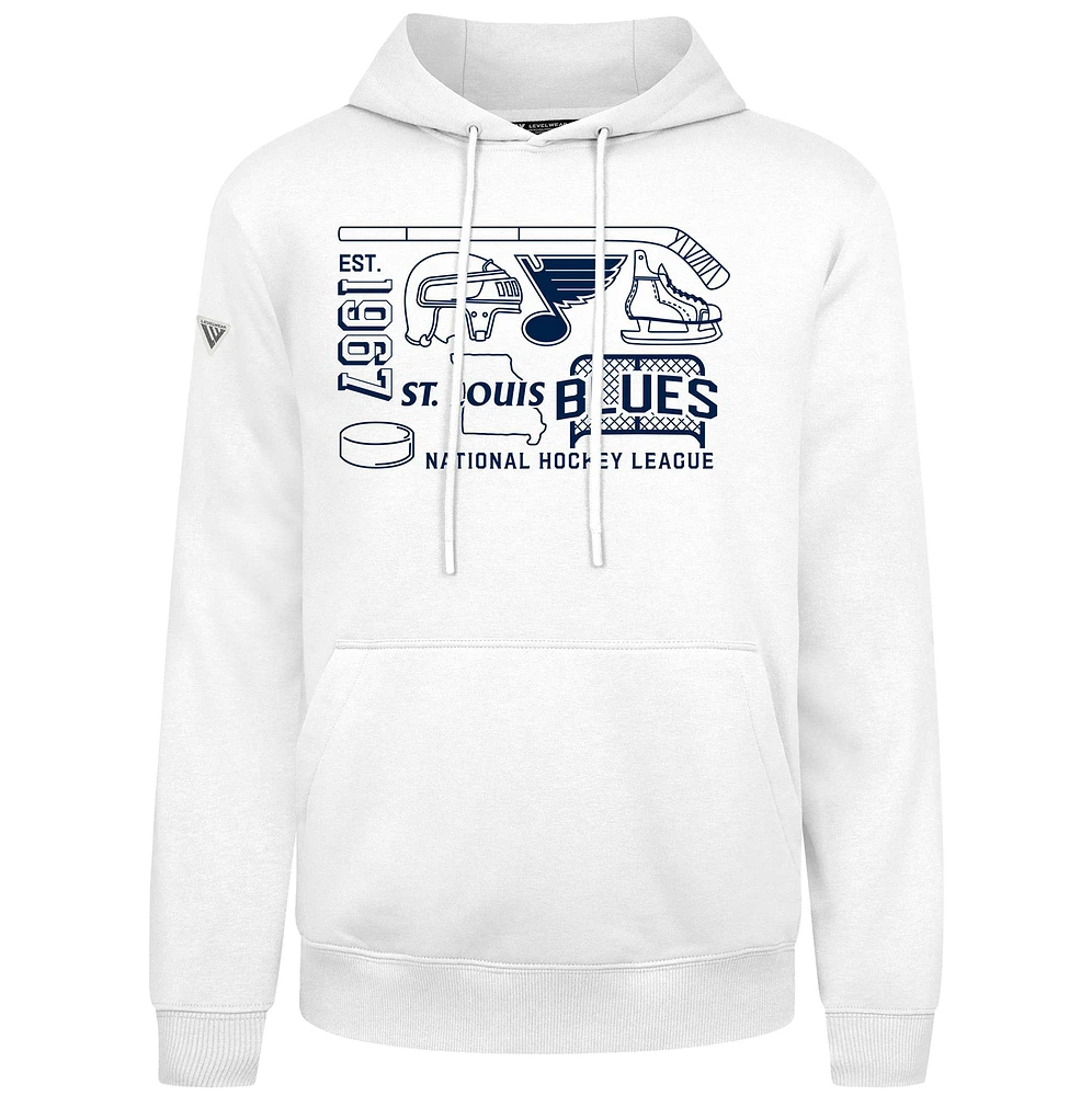 Men's Levelwear White St. Louis Blues Podium Campaign Pullover Hoodie