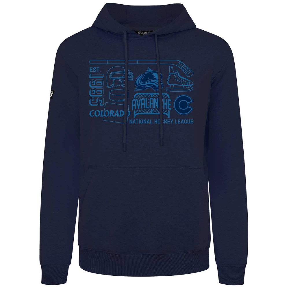 Men's Levelwear Navy Colorado Avalanche Podium Campaign Pullover Hoodie