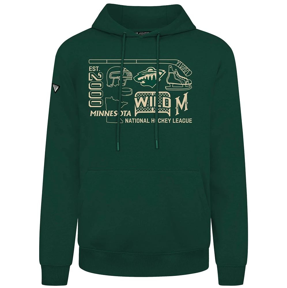Men's Levelwear Green Minnesota Wild Podium Campaign Pullover Hoodie