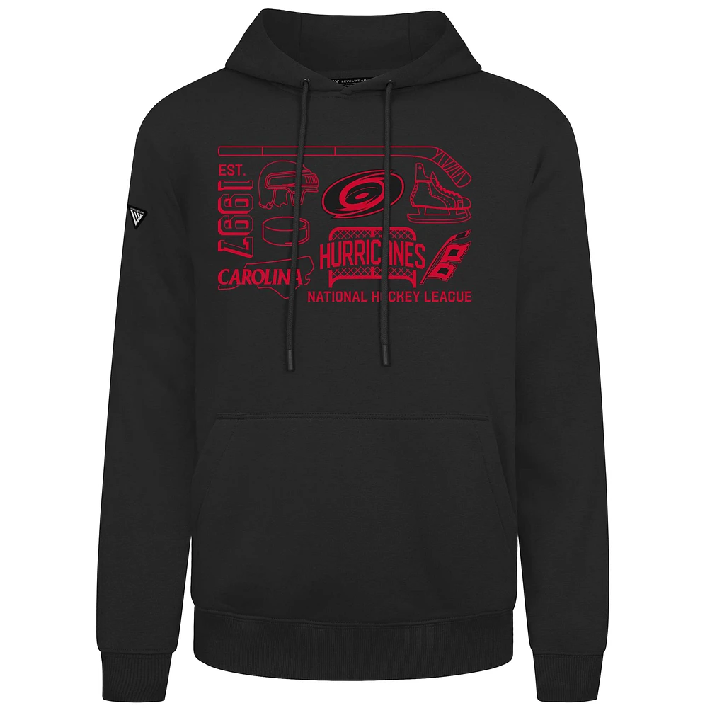 Men's Levelwear Black Carolina Hurricanes Podium Campaign Pullover Hoodie