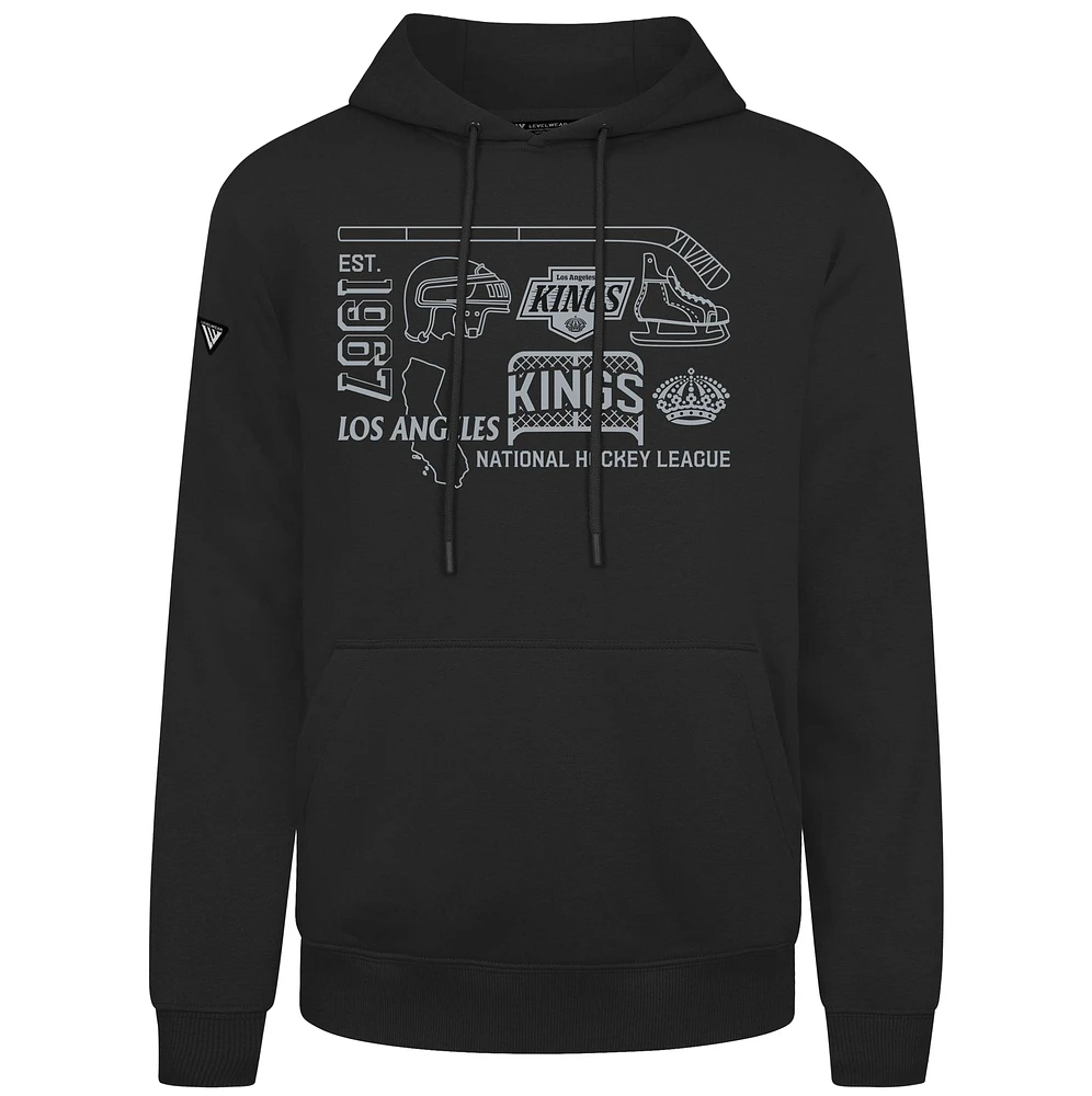 Men's Levelwear Black Los Angeles Kings Podium Campaign Pullover Hoodie